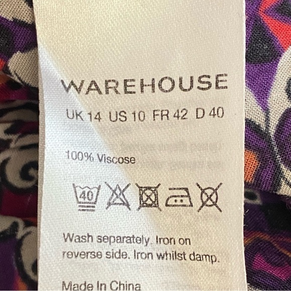 Warehouse Magenta Batik Print Fitted Sheath Dress - Picture 9 of 9